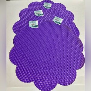Purple Flower Scallop 14”Placemats Plastic Weave Spring Shop Set 4 NEW Summer